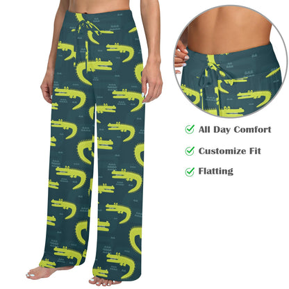 Alligator Pattern Print Design 03 Women's Wide Leg Lounge Pants