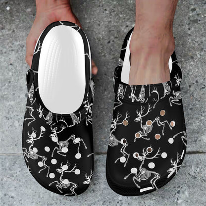 Deer Skeleton Print Pattern Unisex Clogs Shoes