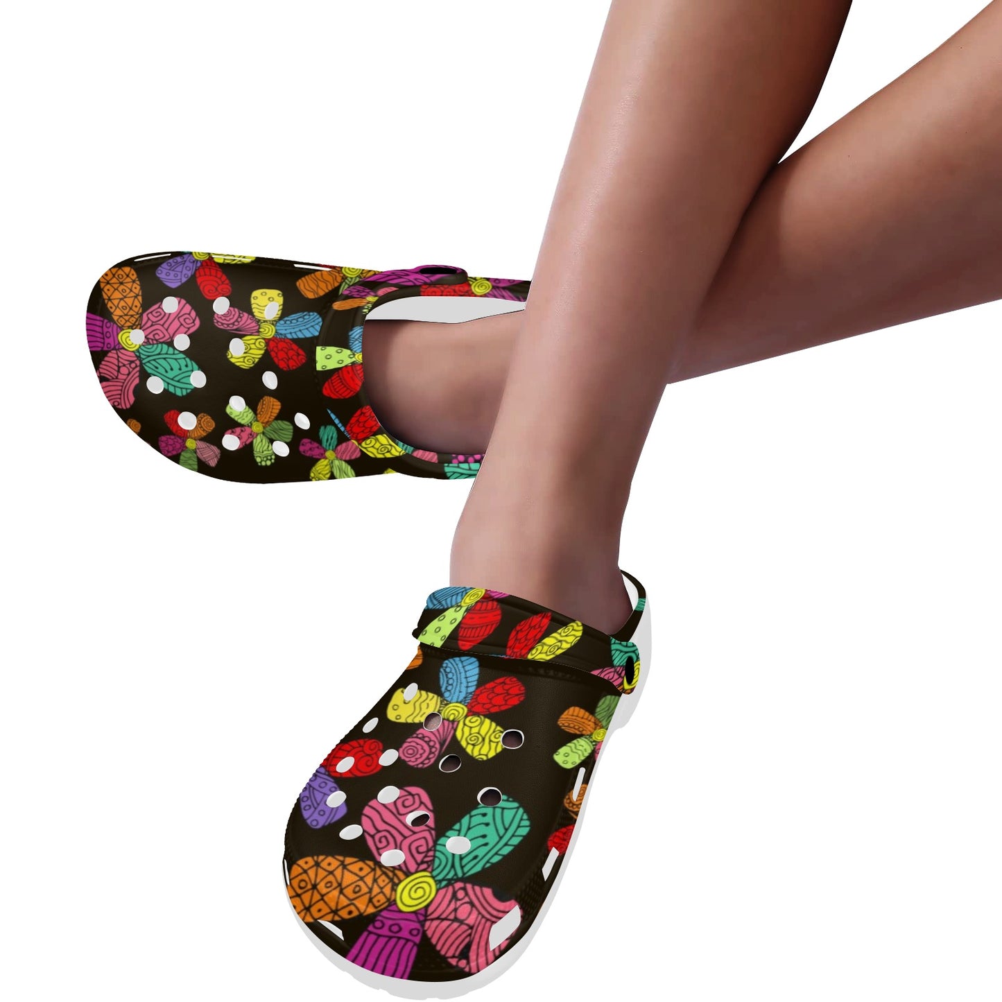Flower Power Colorful Print Pattern Unisex Clogs Shoes