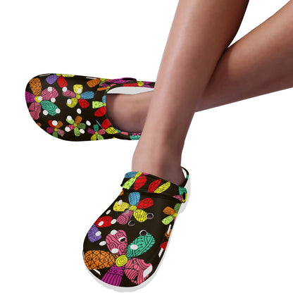 Flower Power Colorful Print Pattern Unisex Clogs Shoes