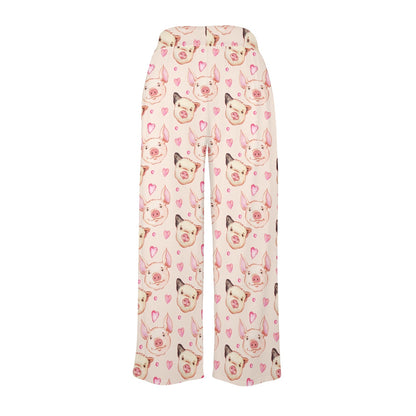 Pig Print Design LKS406 Women's Wide Leg Lounge Pants