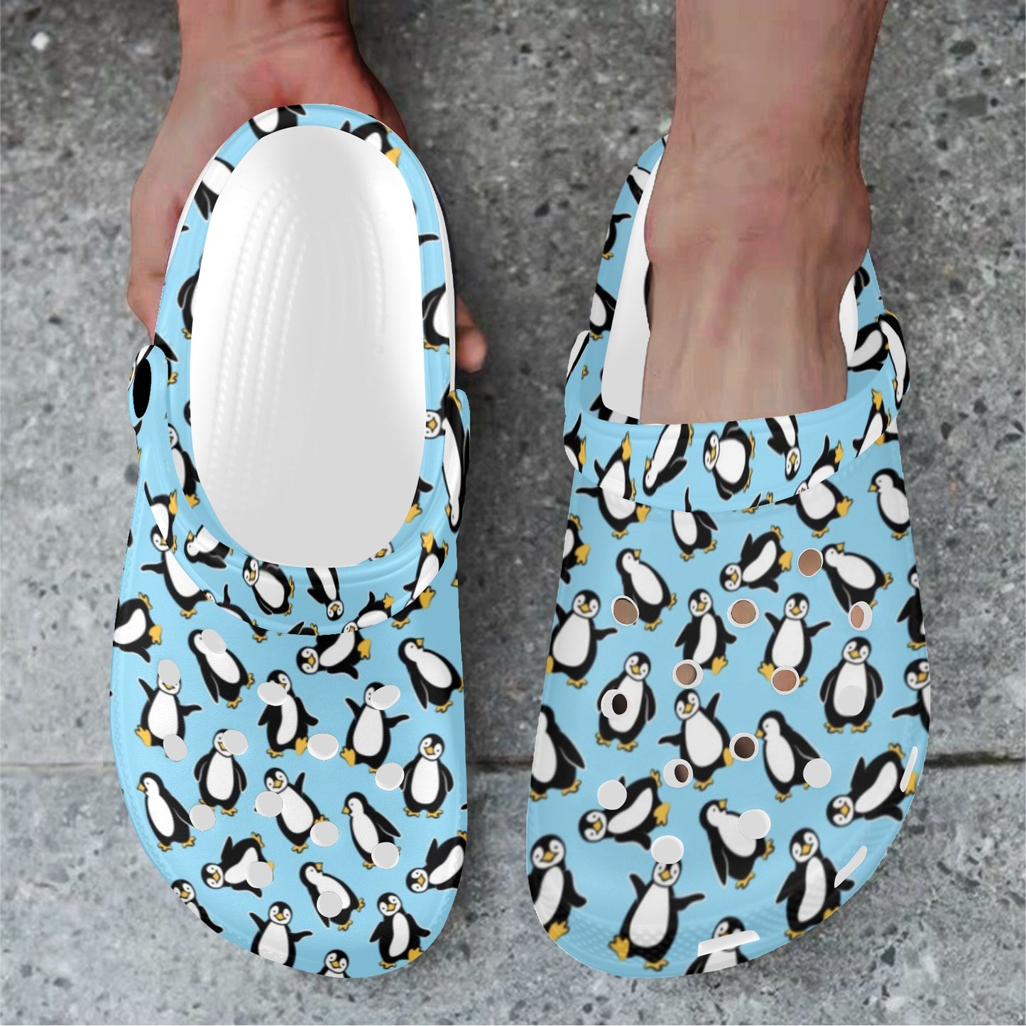 Penguin Happy Print Unisex Clogs Shoes