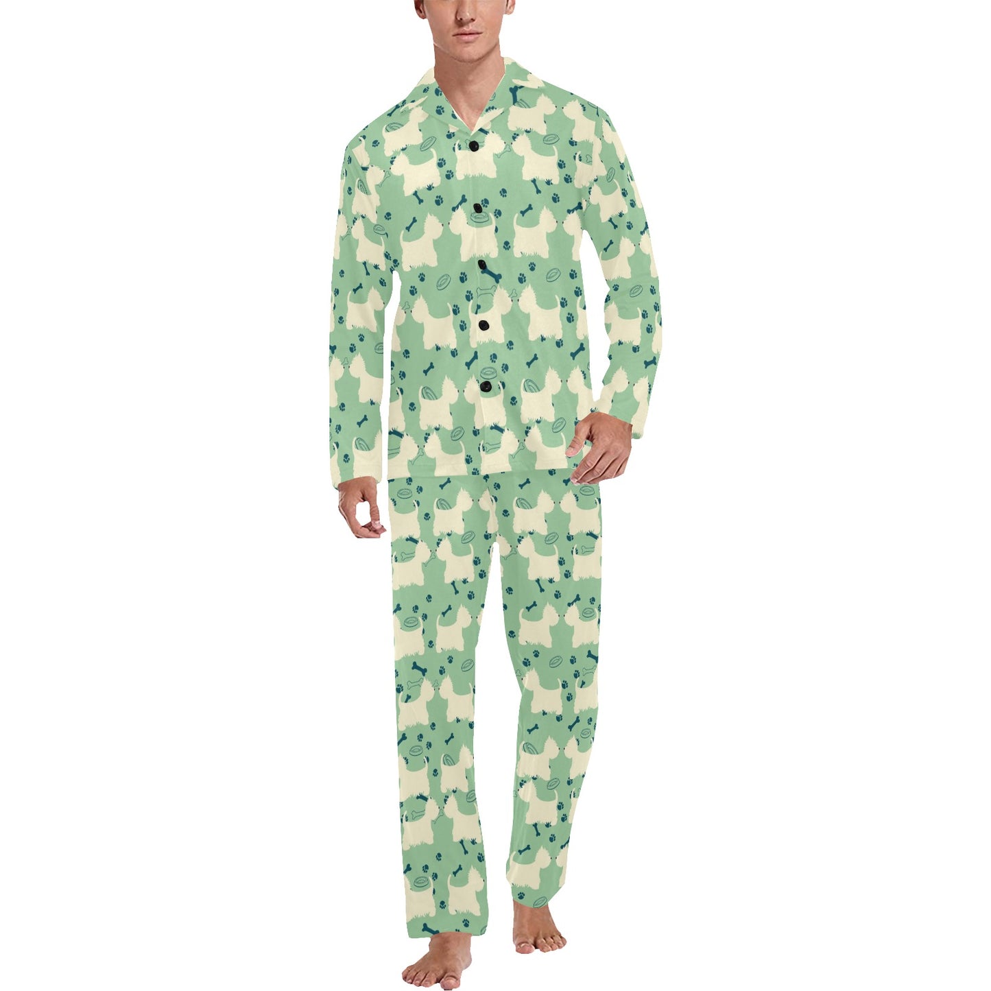 Scottish Terriers Print Design LKS302 Men's Long Pajama Set