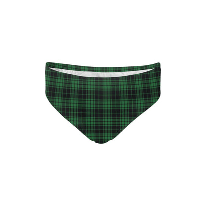 Green Tartan Plaid Pattern Men's Swimming Briefs
