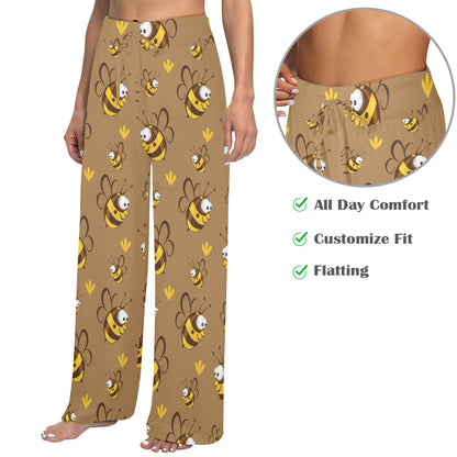 Bee Pattern Print Design BEE09 Women's Wide Leg Lounge Pants