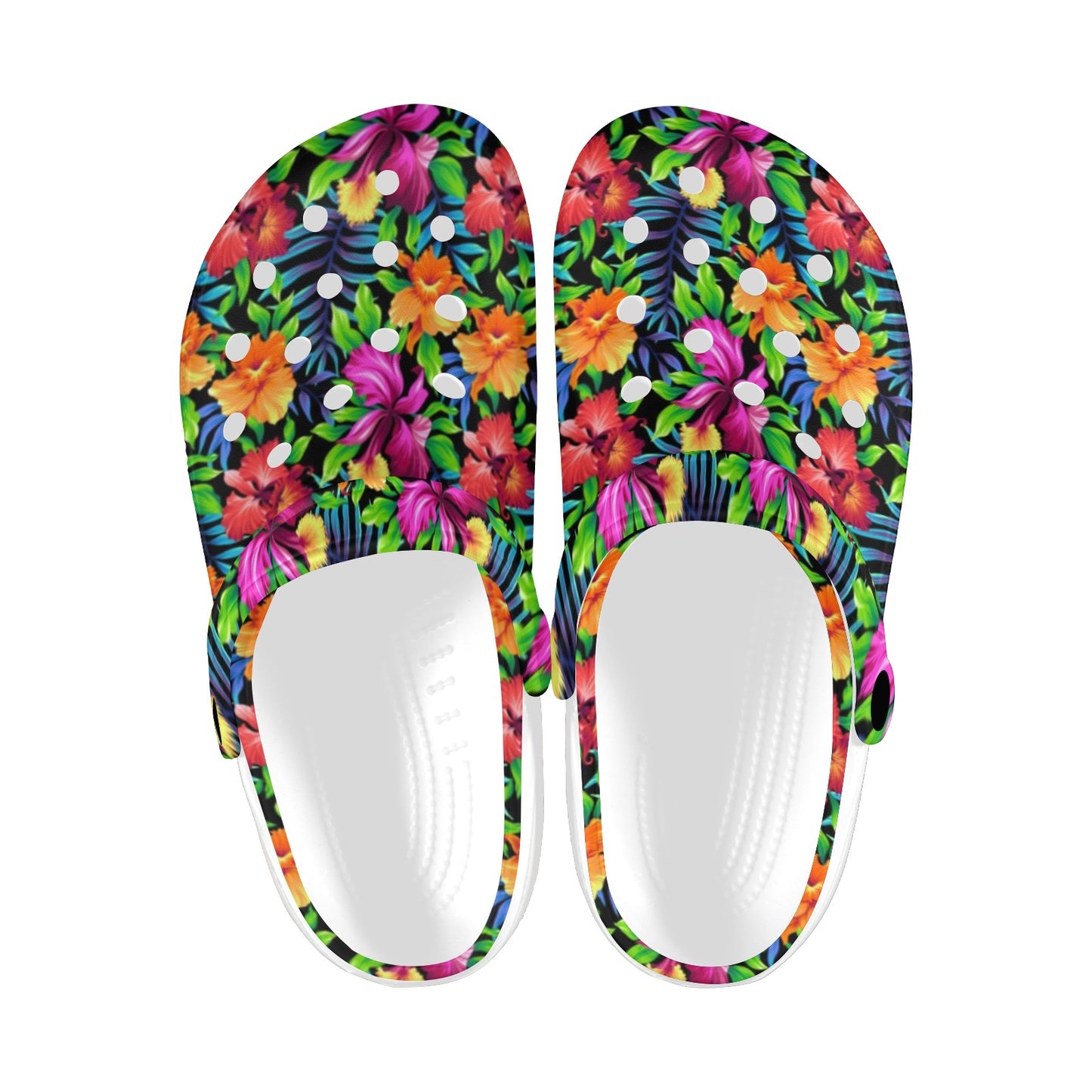 Tropical Folower Colorful Print Unisex Clogs Shoes