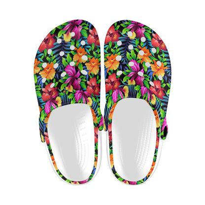 Tropical Folower Colorful Print Unisex Clogs Shoes