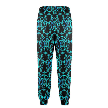 turquoise Tribal Sea Turtle Hawaiian Men's Casual Track Pants