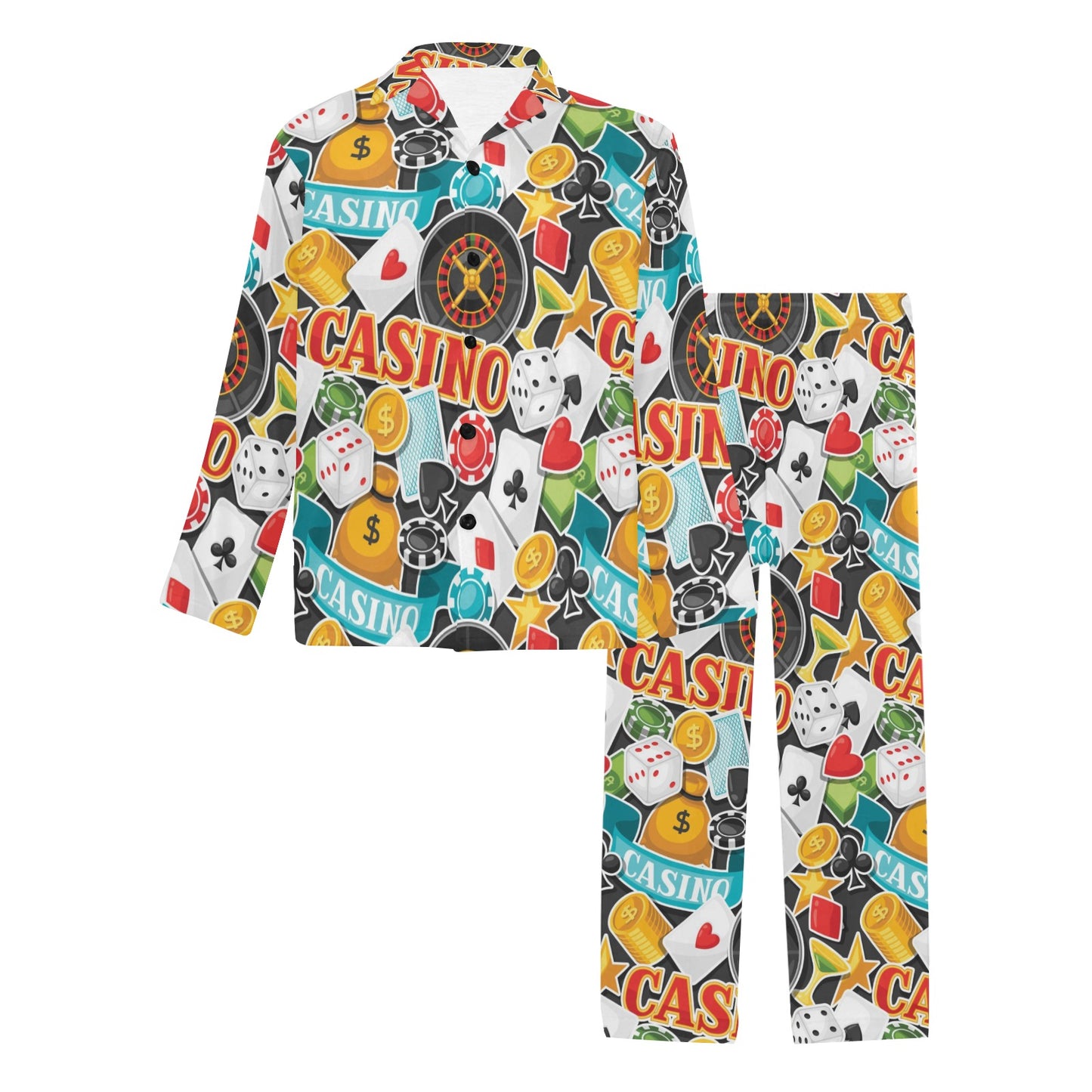 Casino Pattern Print Design 03 Men's Long Pajama Set