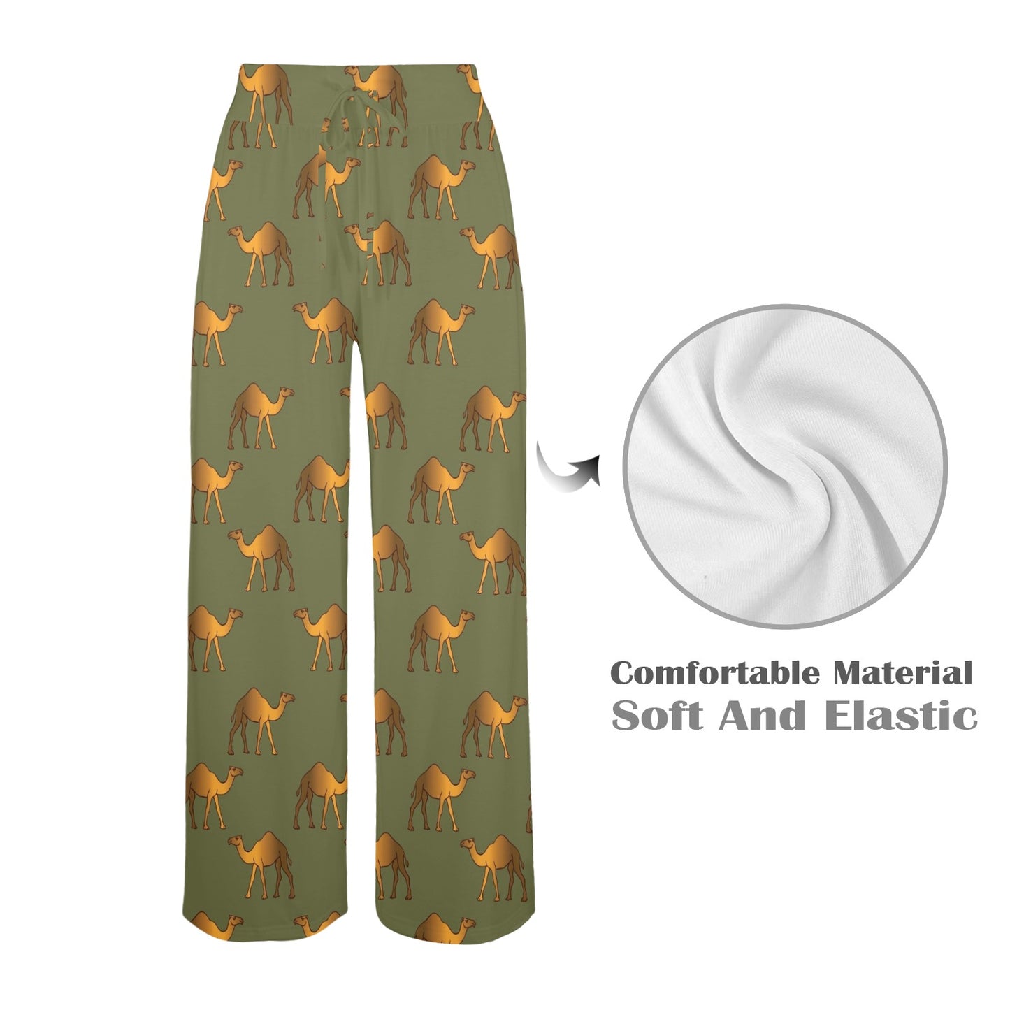Camel Design Print Pattern JJ028 Women's Wide Leg Lounge Pants