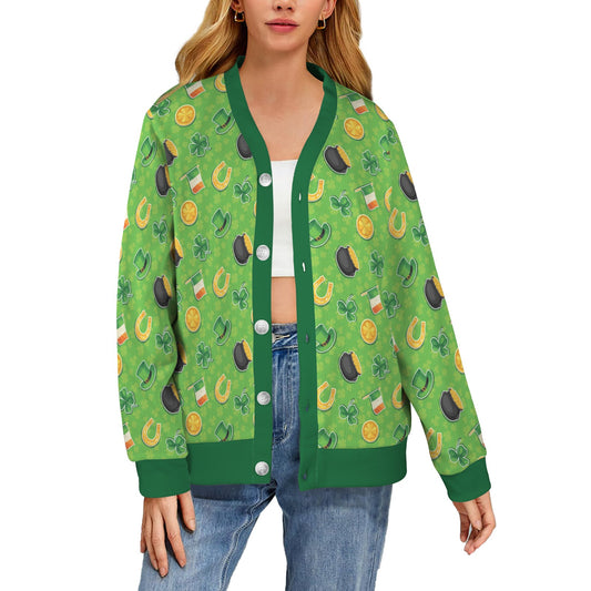 Shamrock Saint Patrick's Day Print Design LKS302 Women's Cardigan