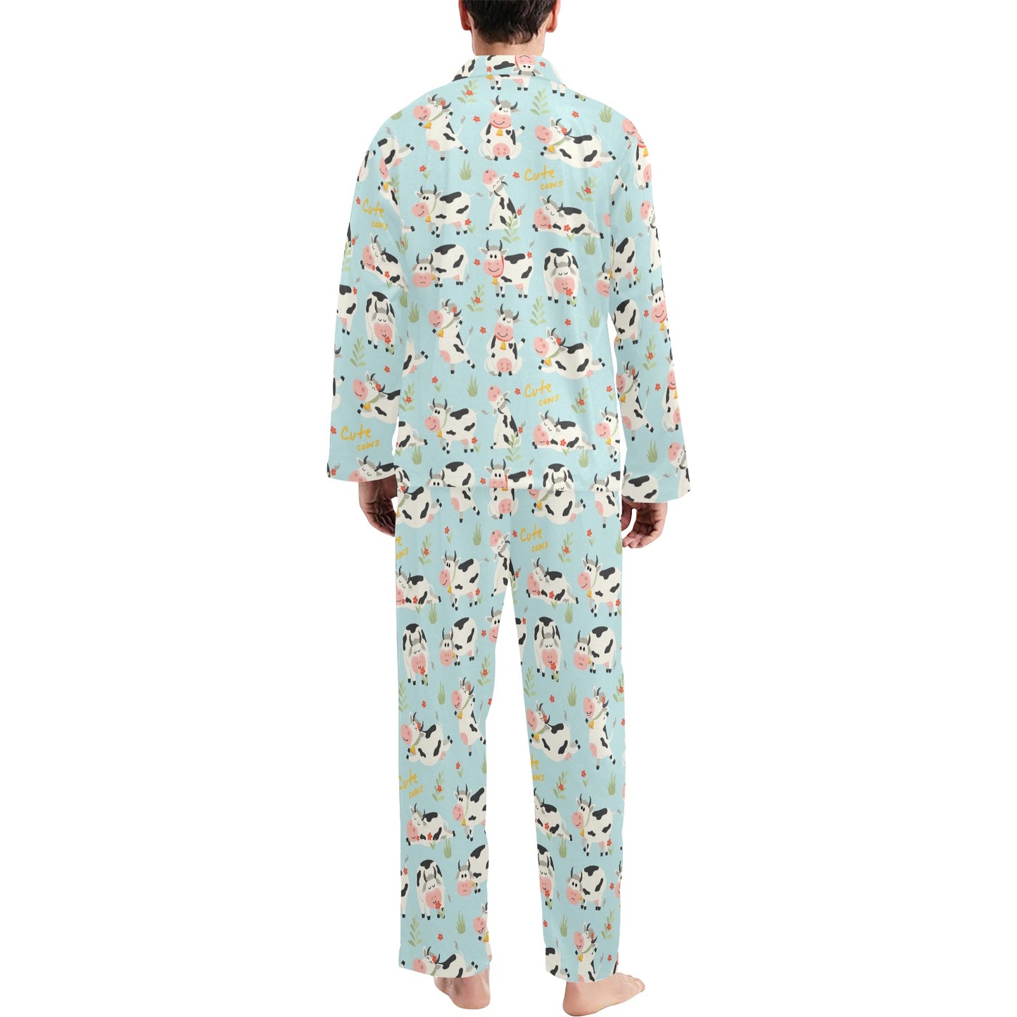 Cattle Print Design LKS403 Men's Long Pajama Set