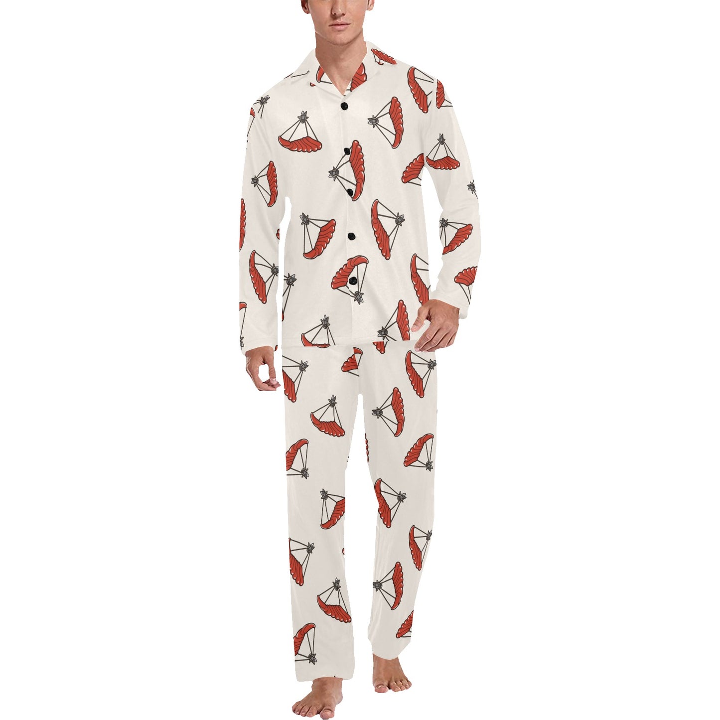Skydiver Print Design LKS302 Men's Long Pajama Set
