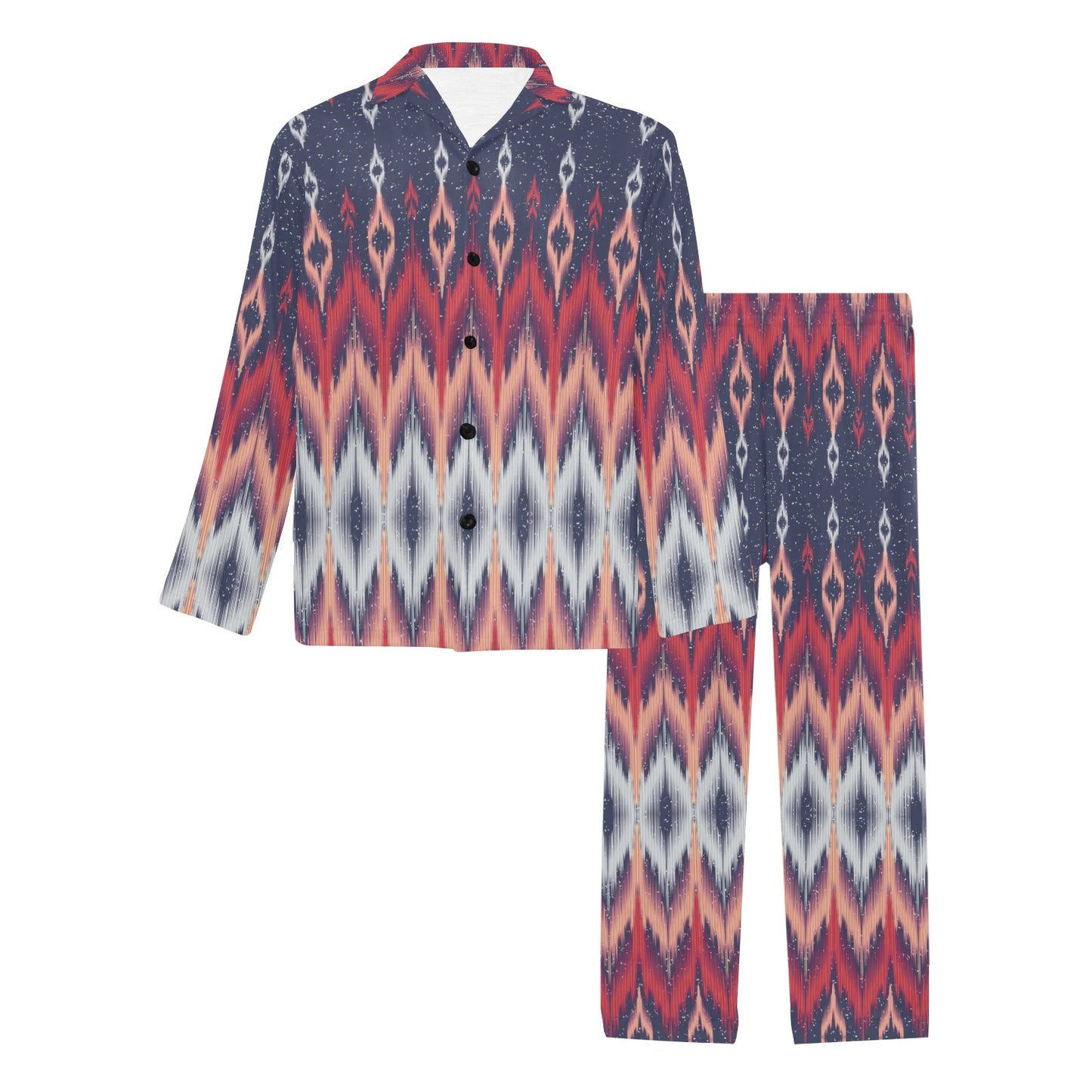Ikat Print Design LKS401 Men's Long Pajama Set