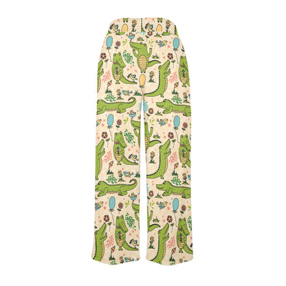 Alligator Pattern Print Design 01 Women's Wide Leg Lounge Pants
