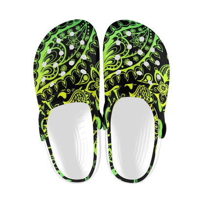 Paisley Green Design Print Unisex Clogs Shoes