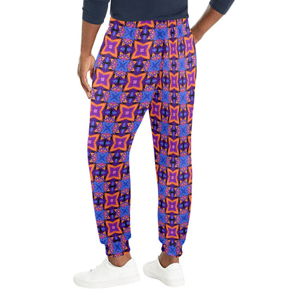 kaleidoscope Purple Orange Print Design Men's Casual Track Pants