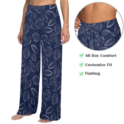 Seashell Print Design LKS3011 Women's Wide Leg Lounge Pants