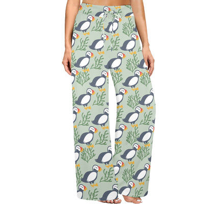 Puffin Pattern Print Design A04 Women's Wide Leg Lounge Pants