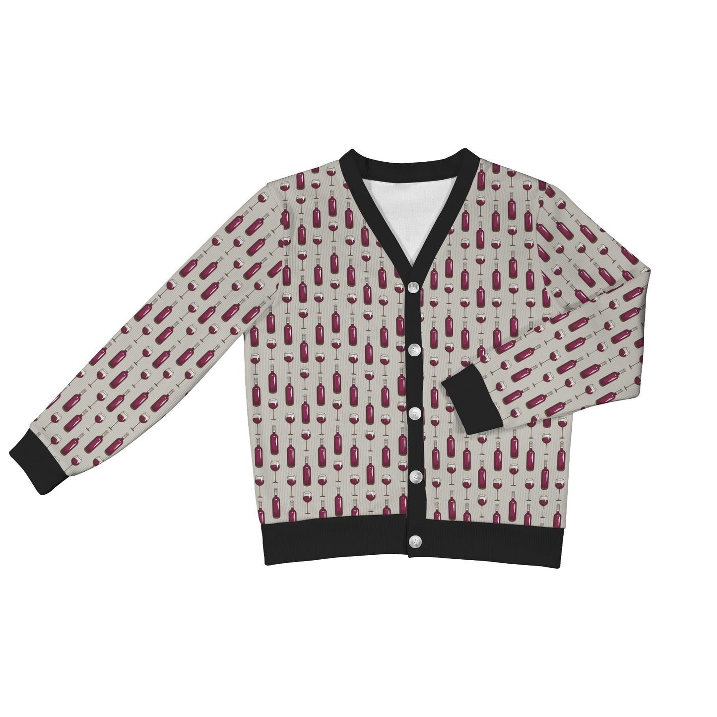 Wine Bottle Pattern Print Women's Cardigan