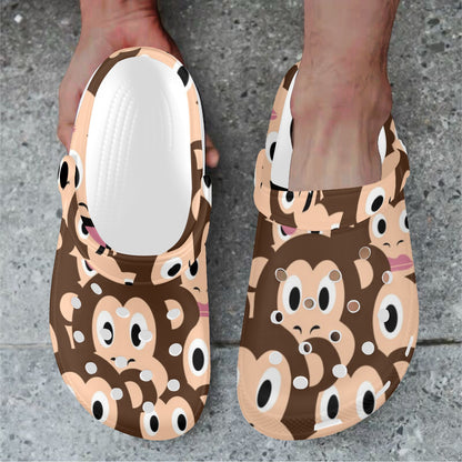 Emoji Monkey Print Pattern Unisex Clogs Shoes