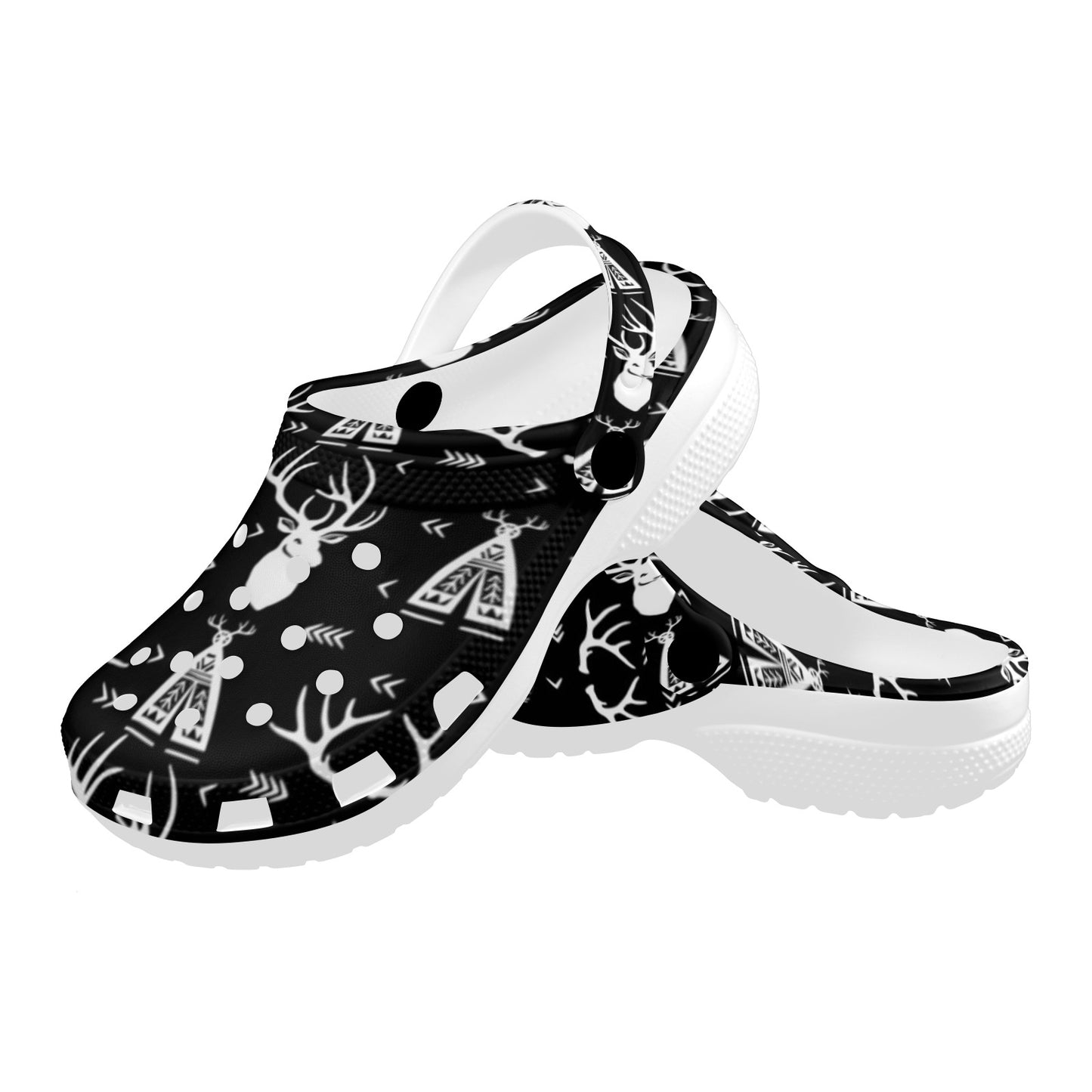 Deer Native Indian Print Pattern Unisex Clogs Shoes