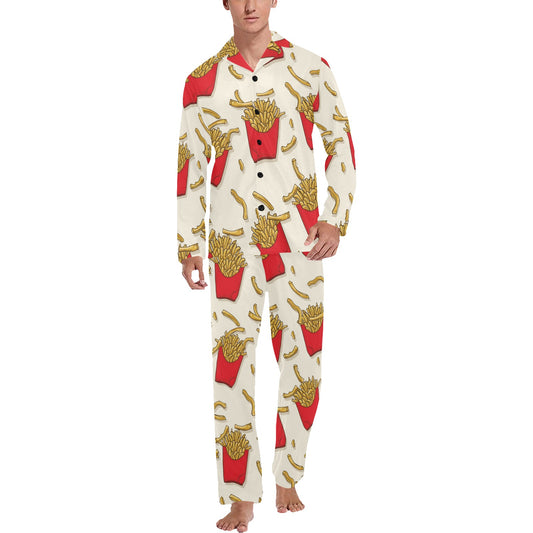French Fried Pattern Print Design 01 Men's Long Pajama Set