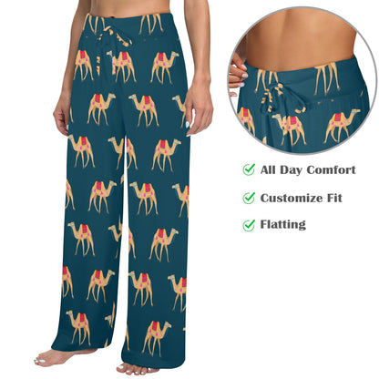 Camel Design Print Pattern JJ023 Women's Wide Leg Lounge Pants