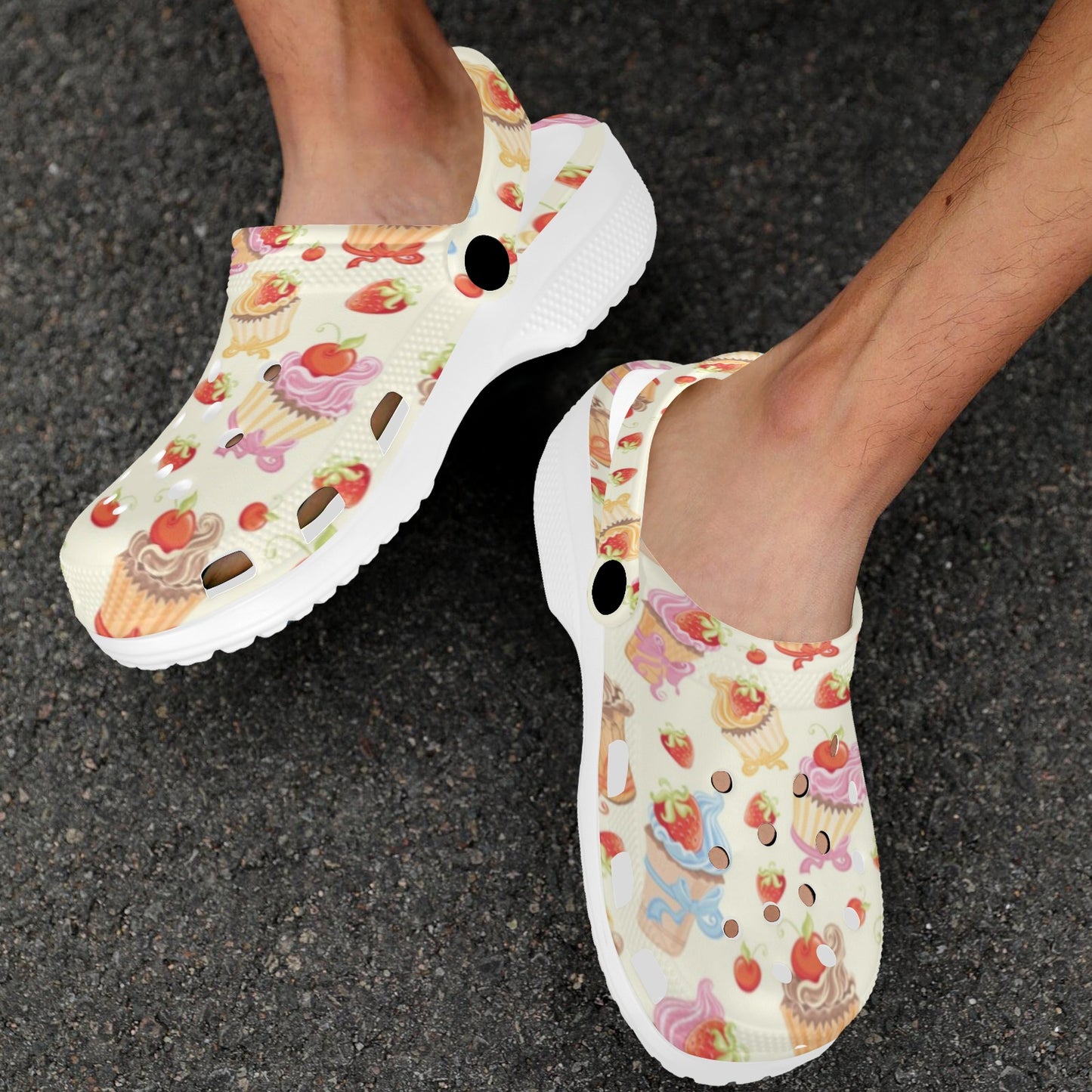 Cupcakes Strawberry Cherry Print Unisex Clogs Shoes