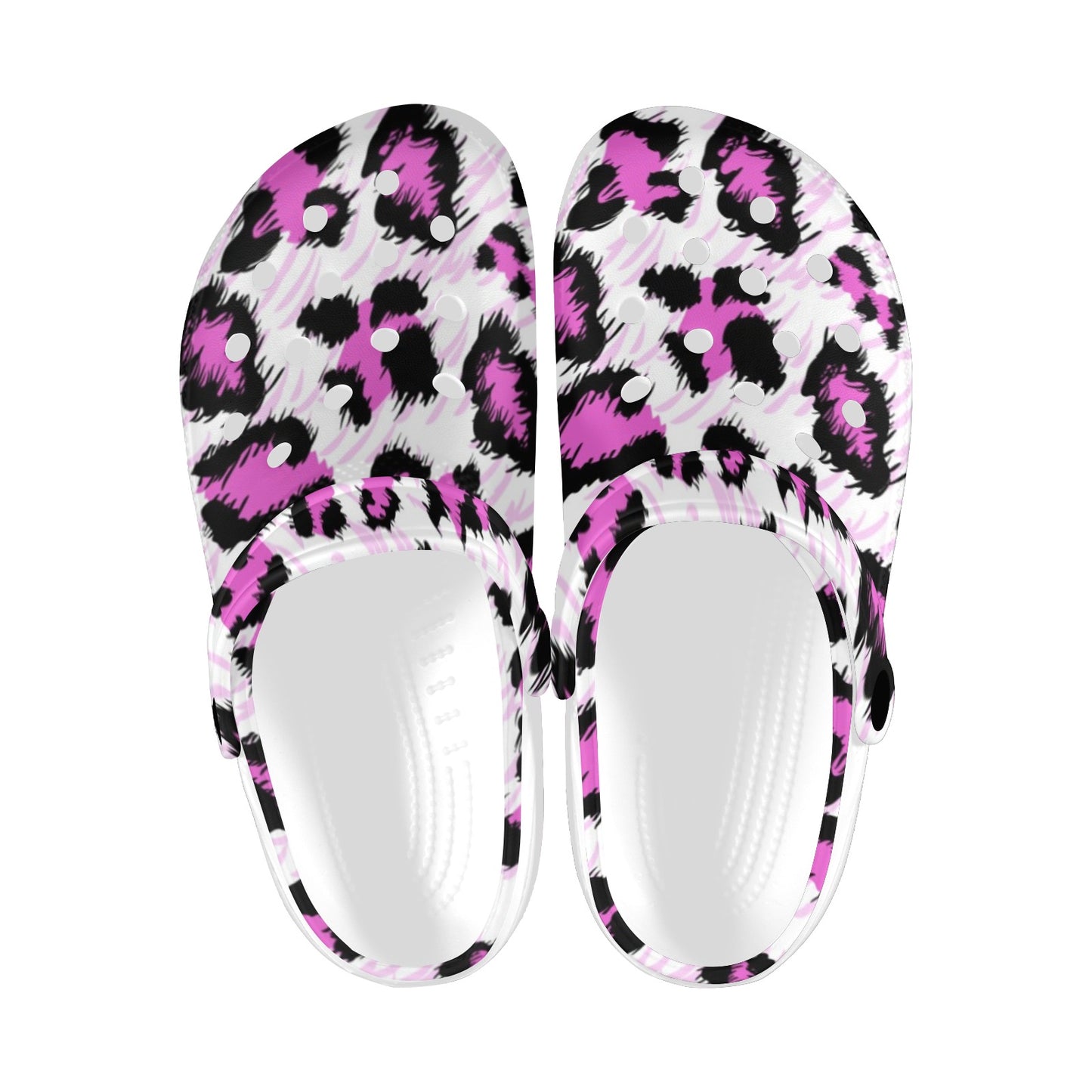 Leopard Pink Skin Print Unisex Clogs Shoes