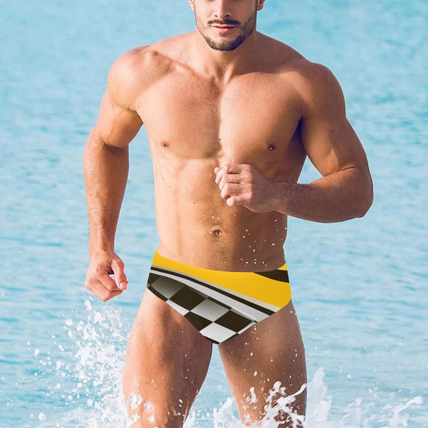 Checkered Flag Racing Style Men's Swimming Briefs