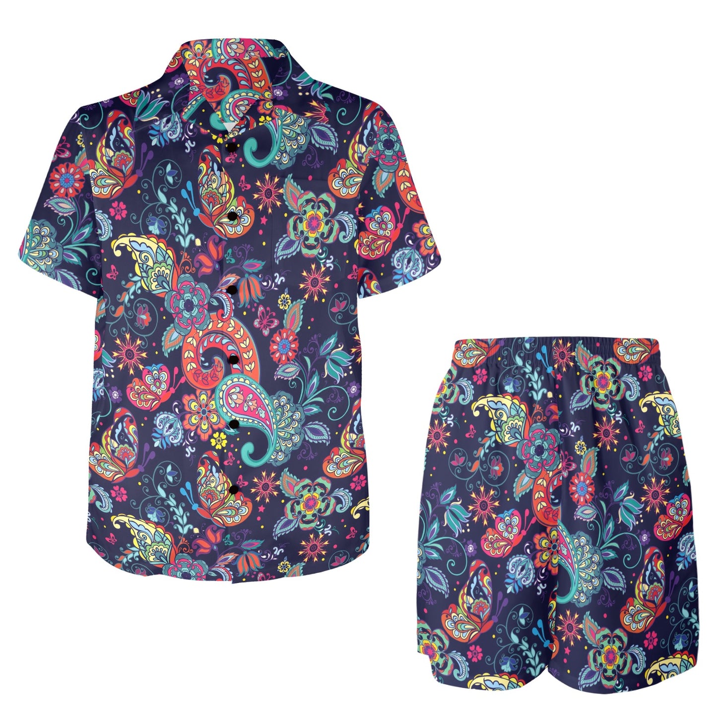 Paisley Boho Pattern Print Design A06 Men's Beach Shirt and Shorts Set