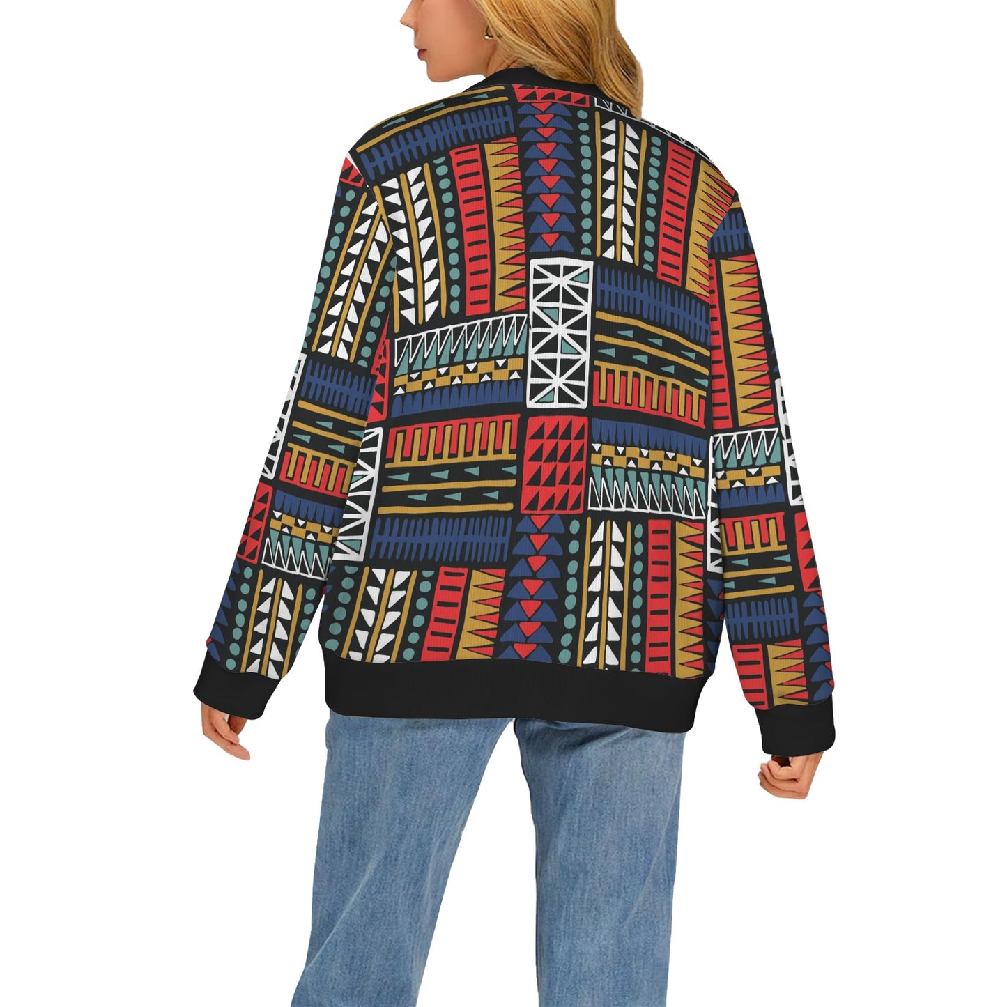 Kente Pattern Print Design 02 Women's Cardigan