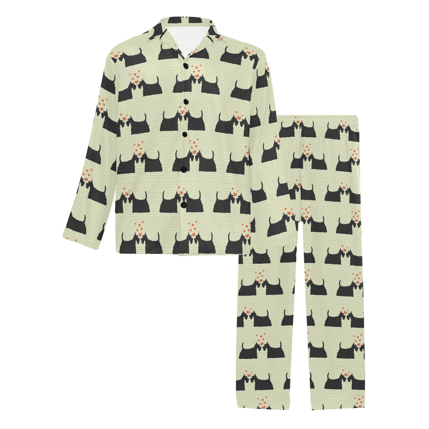 Scottish Terriers Print Design LKS304 Men's Long Pajama Set