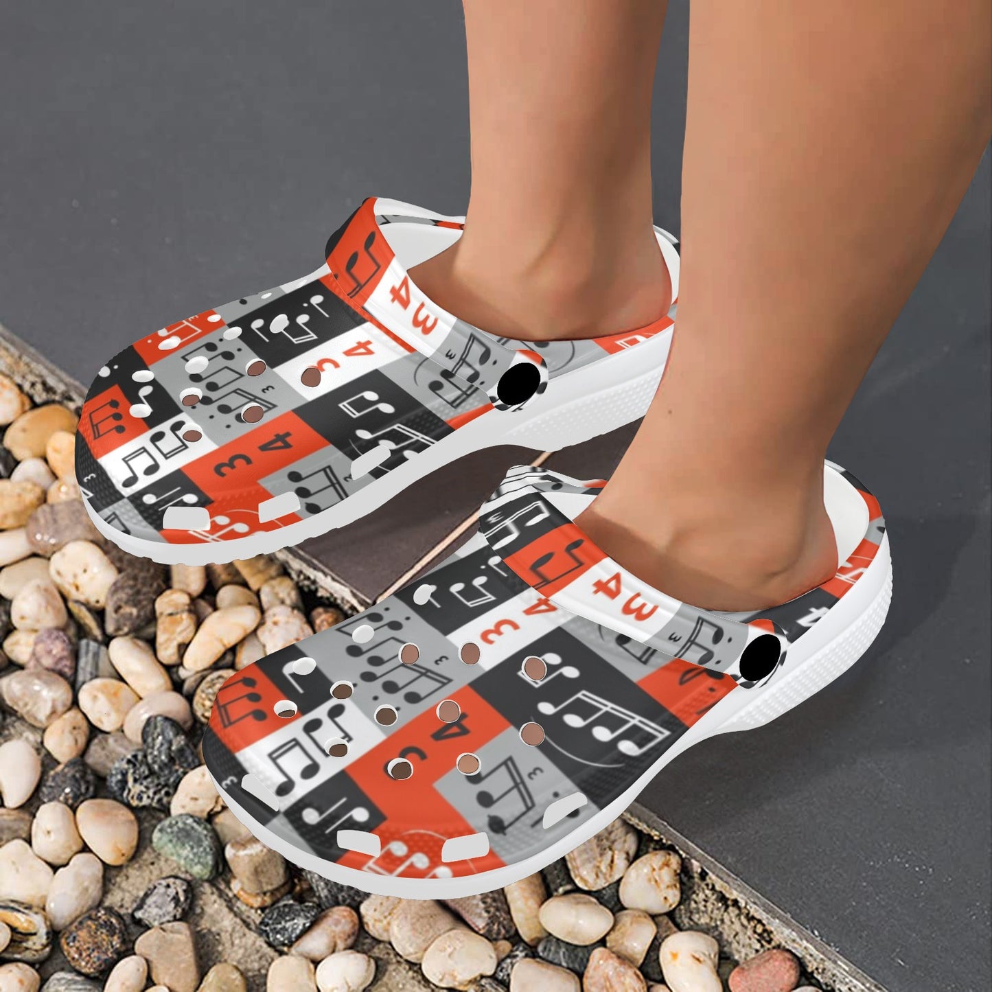 Music Note Design Themed Print Unisex Clogs Shoes