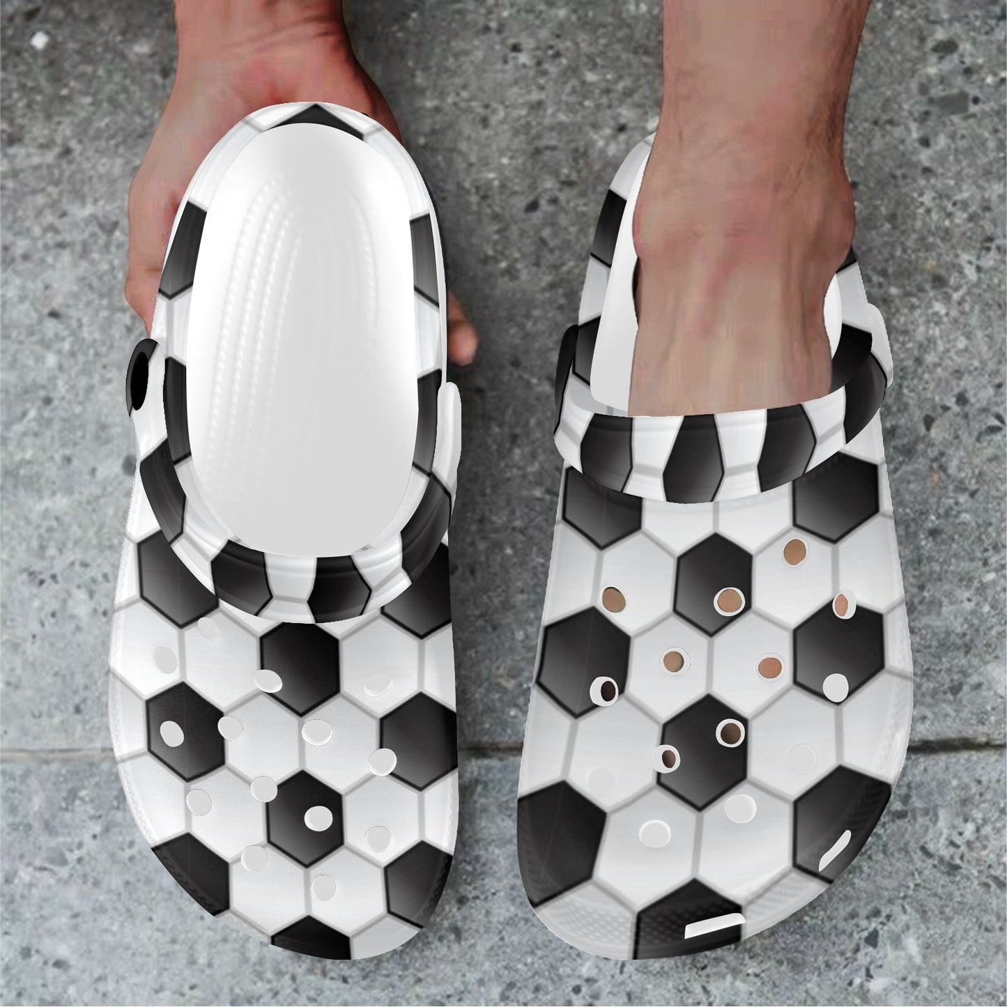 Soccer Ball Texture Print Pattern Unisex Clogs Shoes