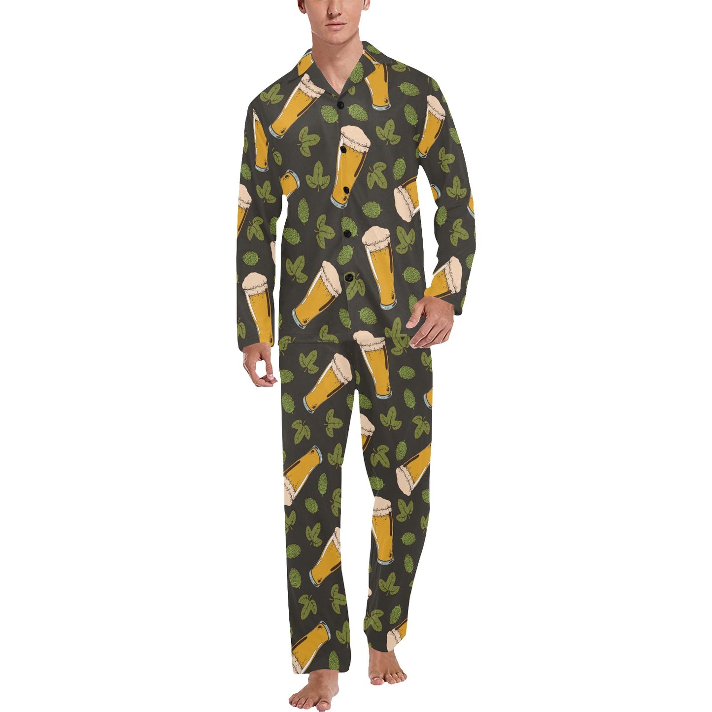 Beer Iris Pattern Print Design 02 Men's Long Pajama Set