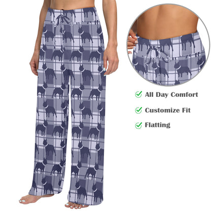 French Bulldogs Design Print Pattern JJ0227 Women's Wide Leg Lounge Pants