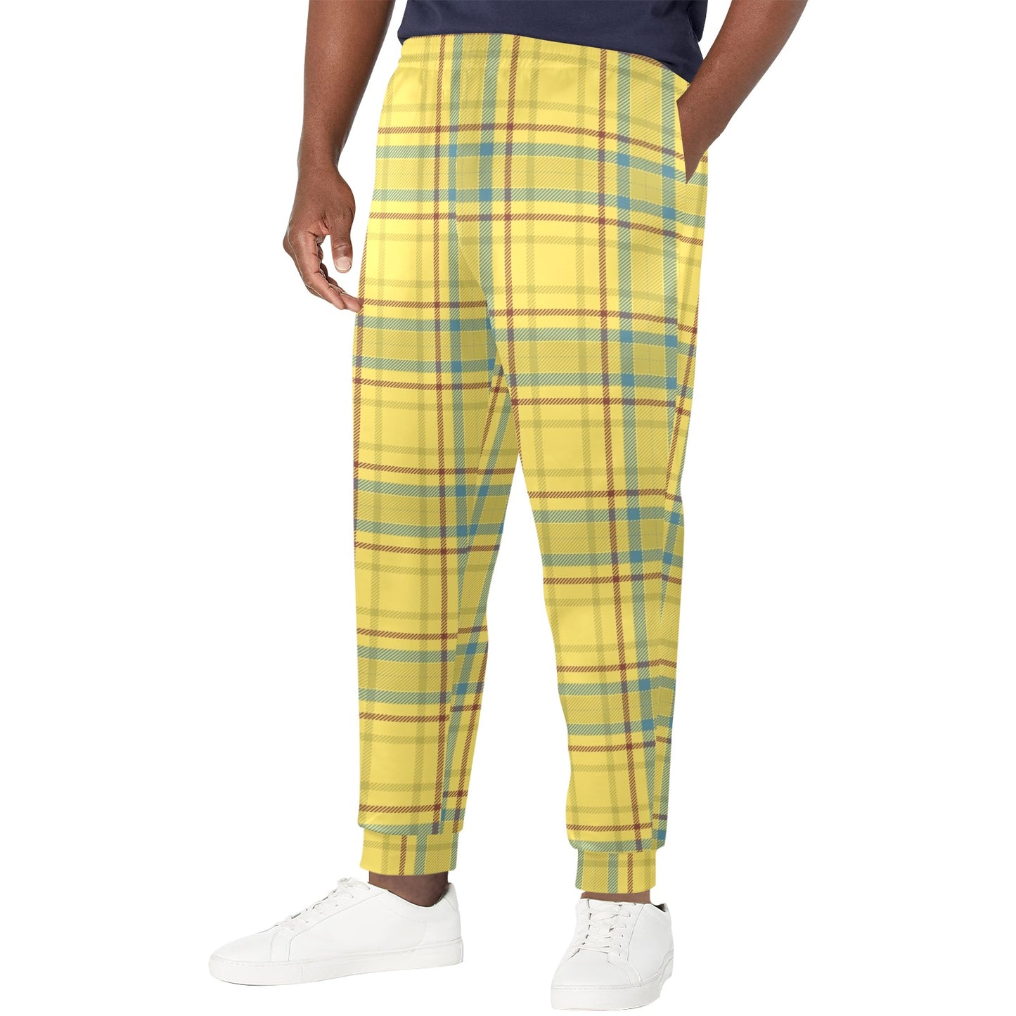 Tartan Yellow Print Design LKS301 Men's Casual Track Pants