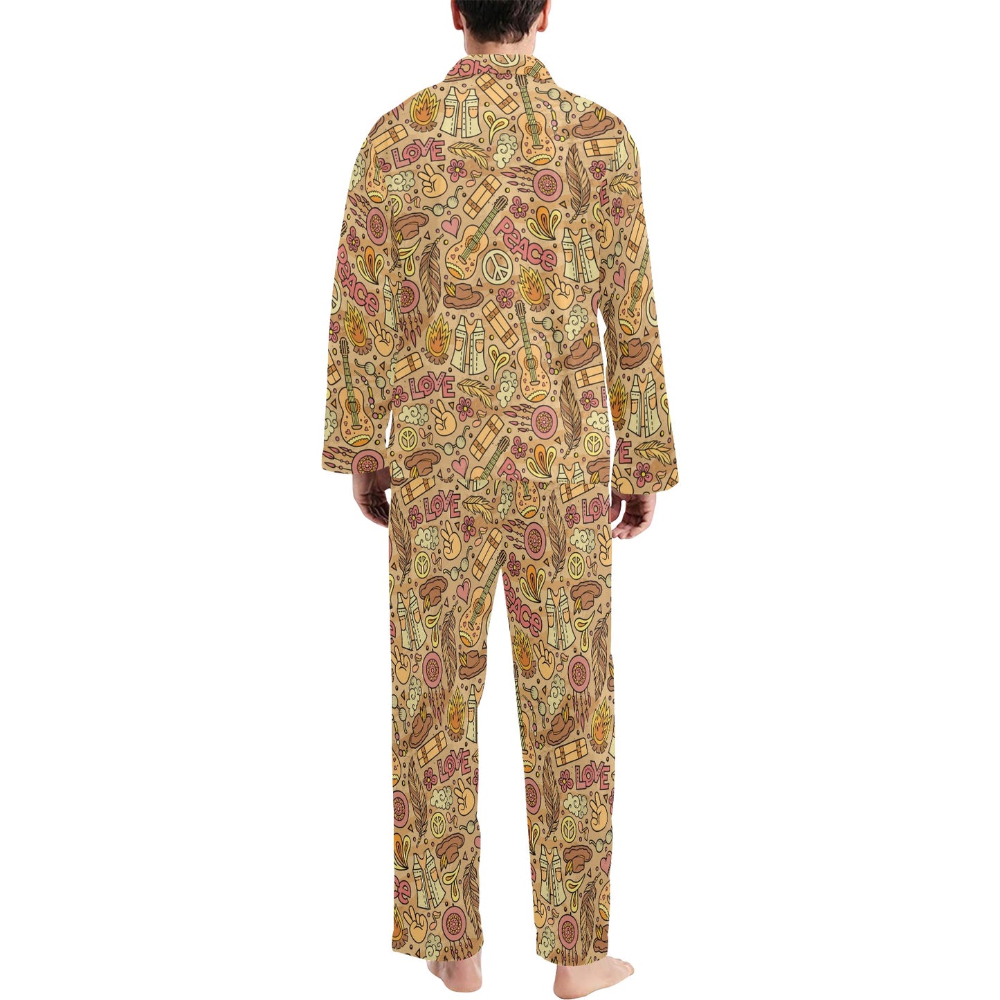Hippie Print Design LKS305 Men's Long Pajama Set