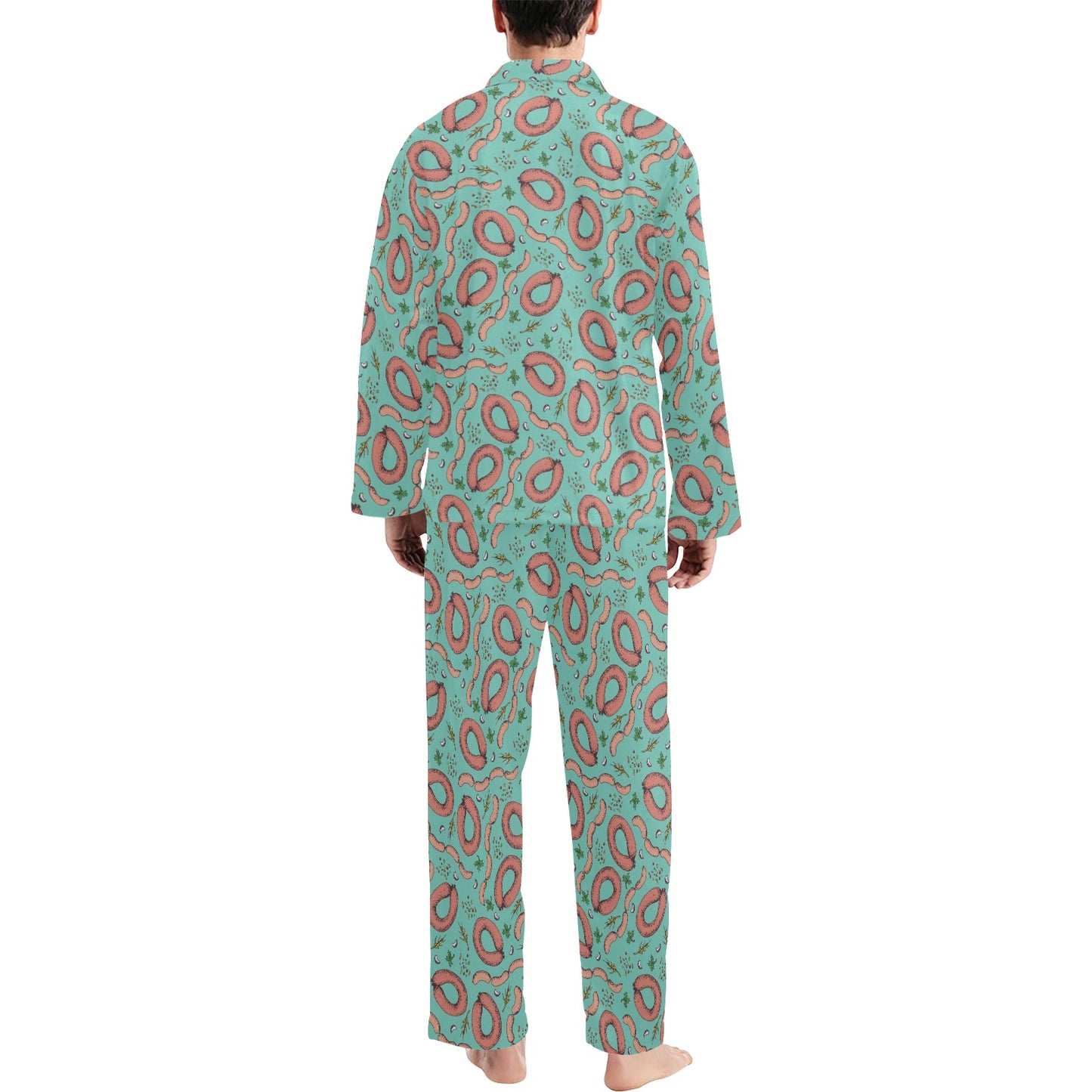 Sausage Print Design LKS303 Men's Long Pajama Set