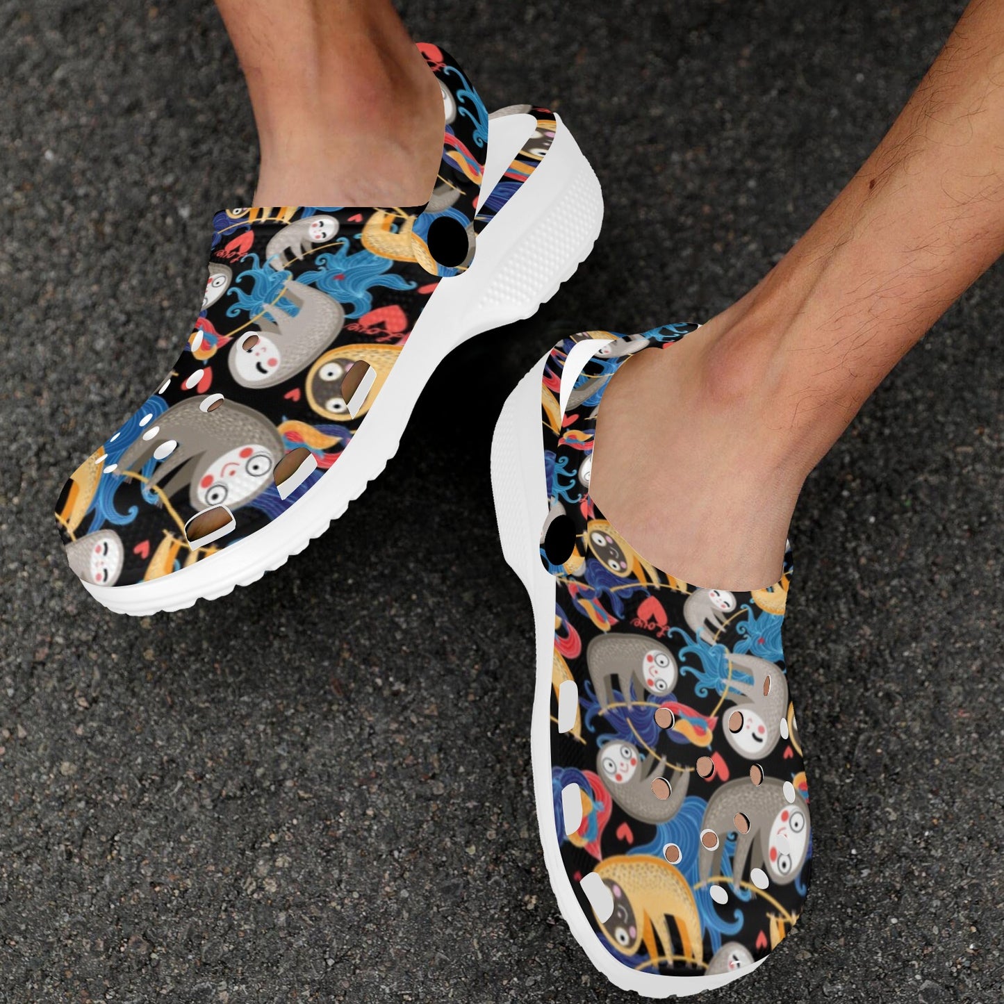 Sloth Cartoon Design Themed Print Unisex Clogs Shoes