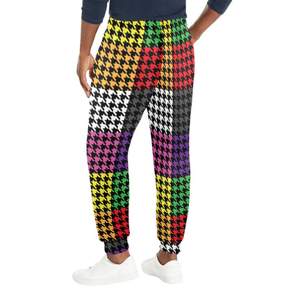 Houndstooth Colorful Pattern Print Design 01 Men's Casual Track Pants