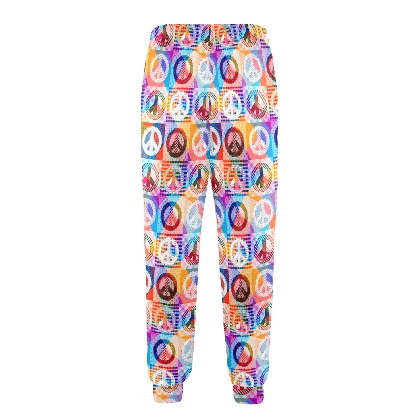 Peace Sign Patchwork Design Print Men's Casual Track Pants