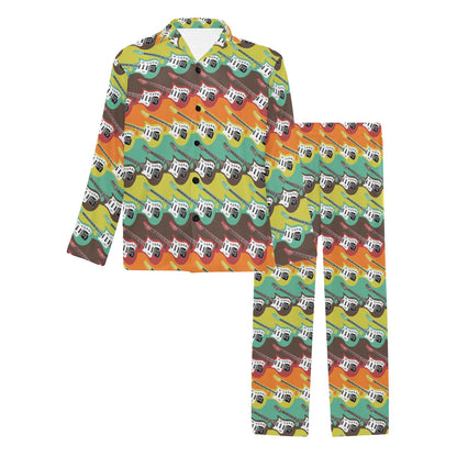 Electric Guitar Print Design LKS401 Men's Long Pajama Set