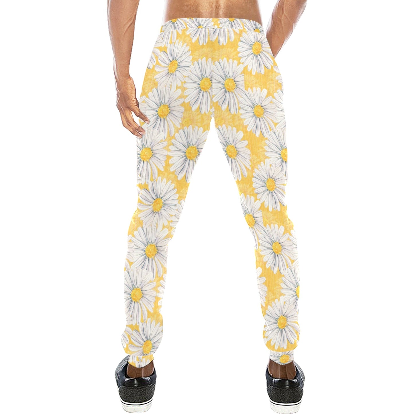 Daisy Yellow Watercolor Print Pattern Men's Sweatpants