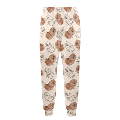 Pomeranians Pattern Print Design A01 Men's Casual Track Pants