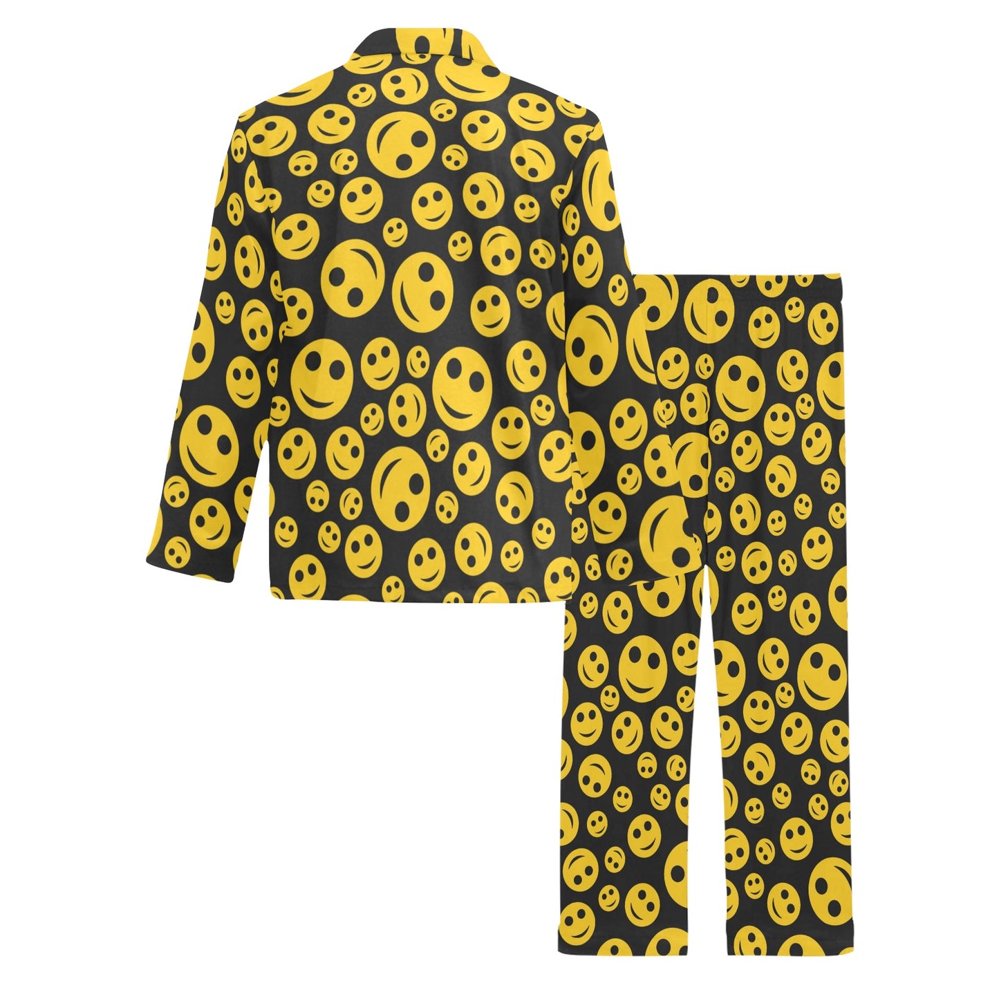 Smiley Face Emoji Print Design LKS304 Men's Long Pajama Set