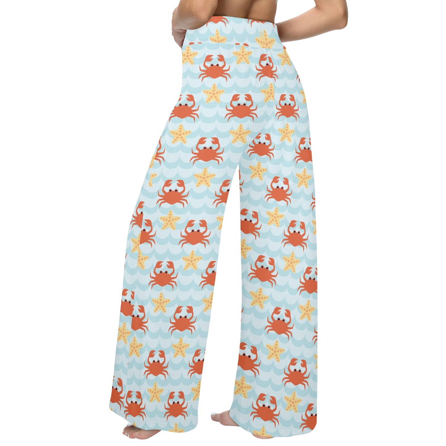 Crab Pattern Print Design 03 Women's Wide Leg Lounge Pants