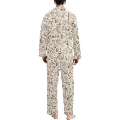 Seashell Print Design LKS304 Men's Long Pajama Set